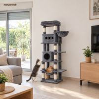 Arbre à chat 172 cm pour Maine Coon, multi-niveaux, dans une maison française