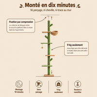 Arbre à chat cactus 5 niveaux, sol-plafond, son montage