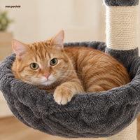Arbre à chat compact 100 cm, 7 colonnes avec hamac, son panier rond