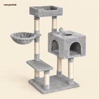 Arbre à chat compact 100 cm, 7 colonnes avec hamac, coloris Gris clair
