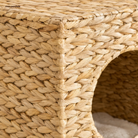 Arbre à chat compact 100 cm avec niche et couchage, le détail du tressage