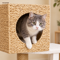 Arbre à chat compact 100 cm avec niche et couchage, la niche cube