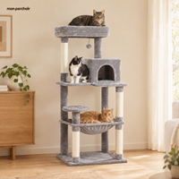 Arbre à chat Maine Coon 5 niveaux avec grand hamac, en situation dans un salon