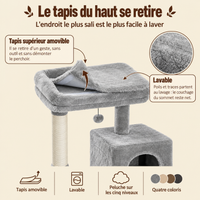 Arbre à chat Maine Coon 5 niveaux avec grand hamac, le tapis supérieur amovible