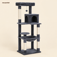 Arbre à chat Maine Coon 5 niveaux avec grand hamac, coloris Gris anthracite