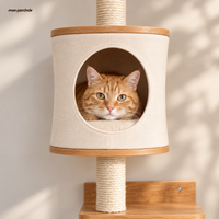 Arbre à chat mural avec plateformes et coussin amovible, la niche cylindrique