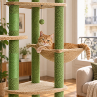 Arbre à chat sol-plafond 252 cm avec hamac et corbeille, son grand hamac
