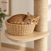 Arbre à chat sol-plafond 270 cm avec capsule transparente, son panier en fibre tressée