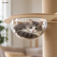 Arbre à chat sol-plafond en bois, hauteur réglable, sa capsule transparente
