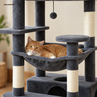 Arbre à chat XXL 136 à 184 cm avec 2 niches et grand hamac, son grand hamac