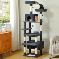 Arbre à chat XXL 136 à 184 cm avec 2 niches et grand hamac, dans un appartement français
