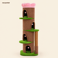 Arbre à chat XXL avec 4 niches et couchage fleur, vue d'ensemble