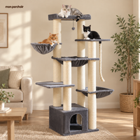 Arbre à chat XXL robuste pour Maine Coon, multi-niveaux, en situation dans un salon