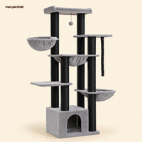 Arbre à chat XXL robuste pour Maine Coon, multi-niveaux, coloris Noir et gris
