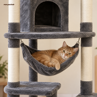 Arbre à chat XXL sol-plafond avec hamac et niche cosy, son hamac