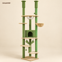 Arbre à chat XXL sol-plafond avec hamac et niche cosy, coloris Vert
